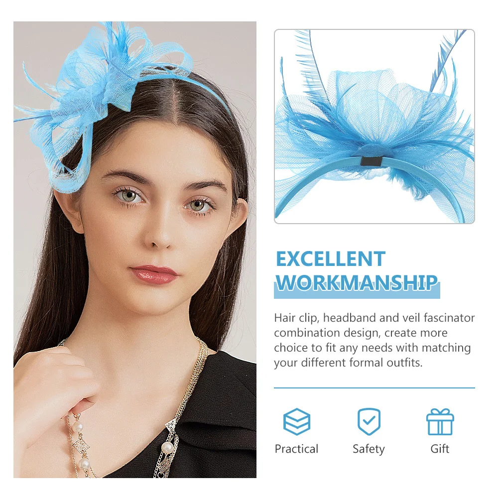 

Hair Clip Fascinator Veil Headband Combination Creative Vintage Style Women Dressy Hat for Garden Party Fashion Show Fascinator