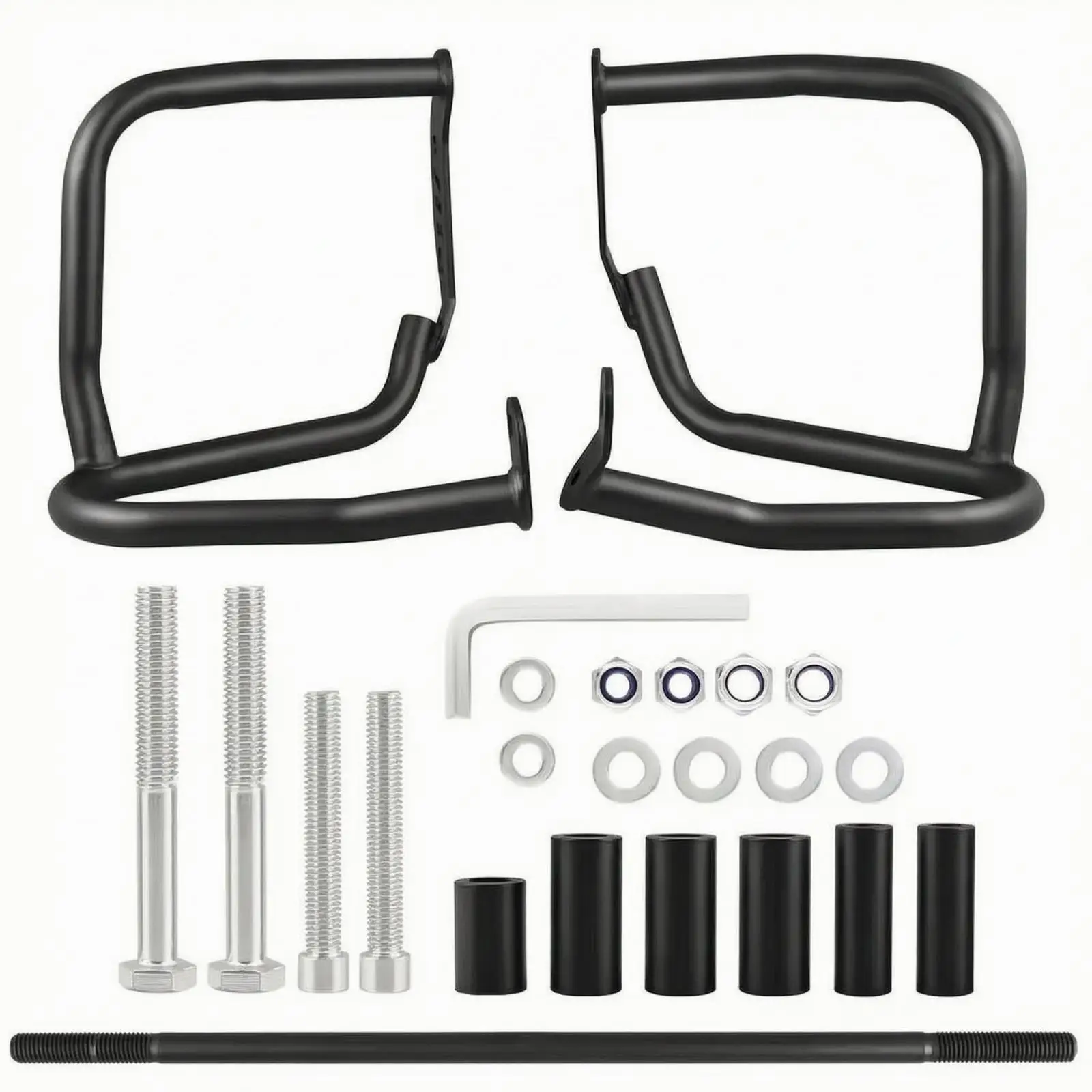 Retro Style Motorcycle Crash Guard for Twin Cylinder Engines 25mm Steel Construction Matte Finish Protector with Fasteners and