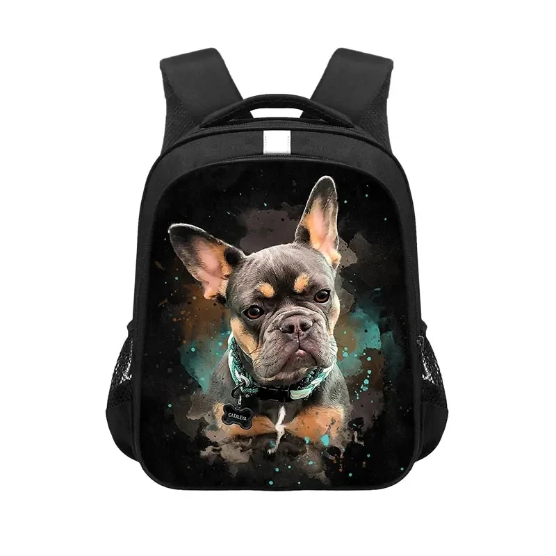 13 Inch Dog Boston Terrier Pug German Shepherd Backpack Children School Bags Backpack Boys Girls Schoolbags Kids Bookbag Gift