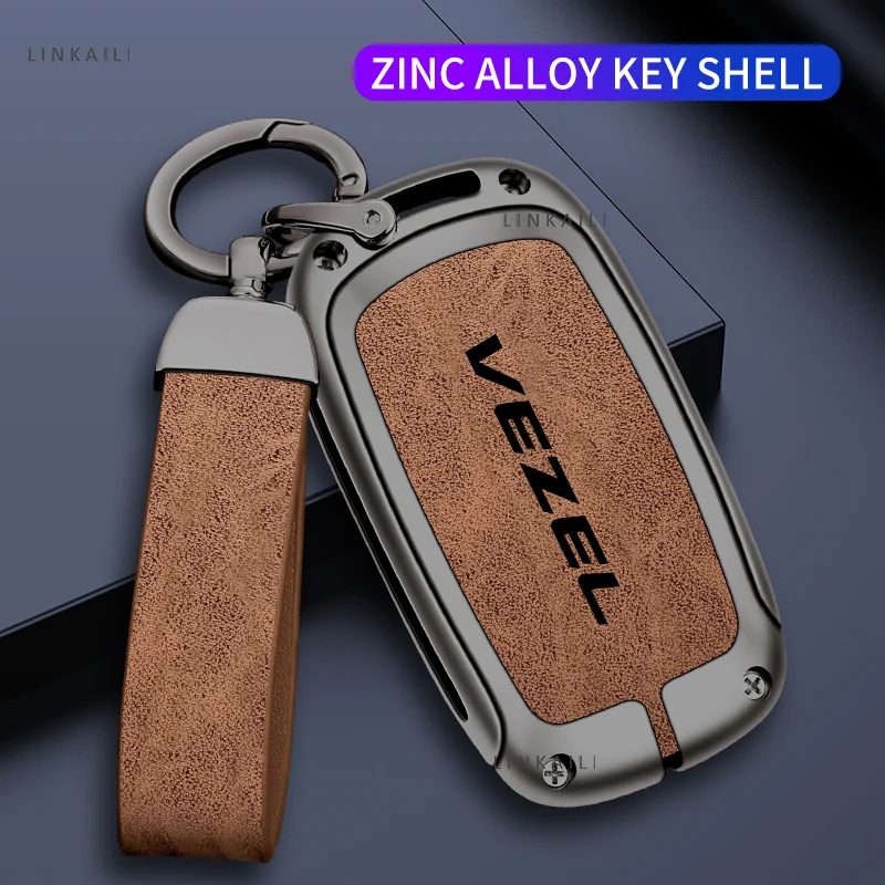 Zinc Alloy Car Key Case Full Cover Protector Shell for Honda Vezel Hybrid Custom Logo Key Bag Keychain Interior Accessories view 2
