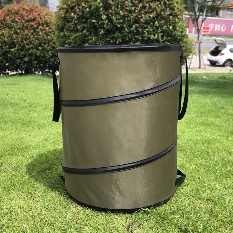 1Pc Garbage Storage Trash Bag Portable Collapsible Up Trash Bin Bag Garden Leaf Flowers Trash Can Garden Camping Grass Bin