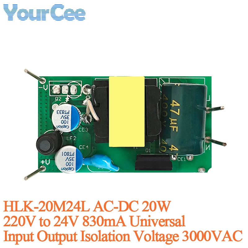 HLK-20M03/05/09/12/15/24L AC-DC Power Module 20W 220V to 3.3V 5V 9V 12V 15V 24V Input-Output Isolation Voltage 3000VAC Universal