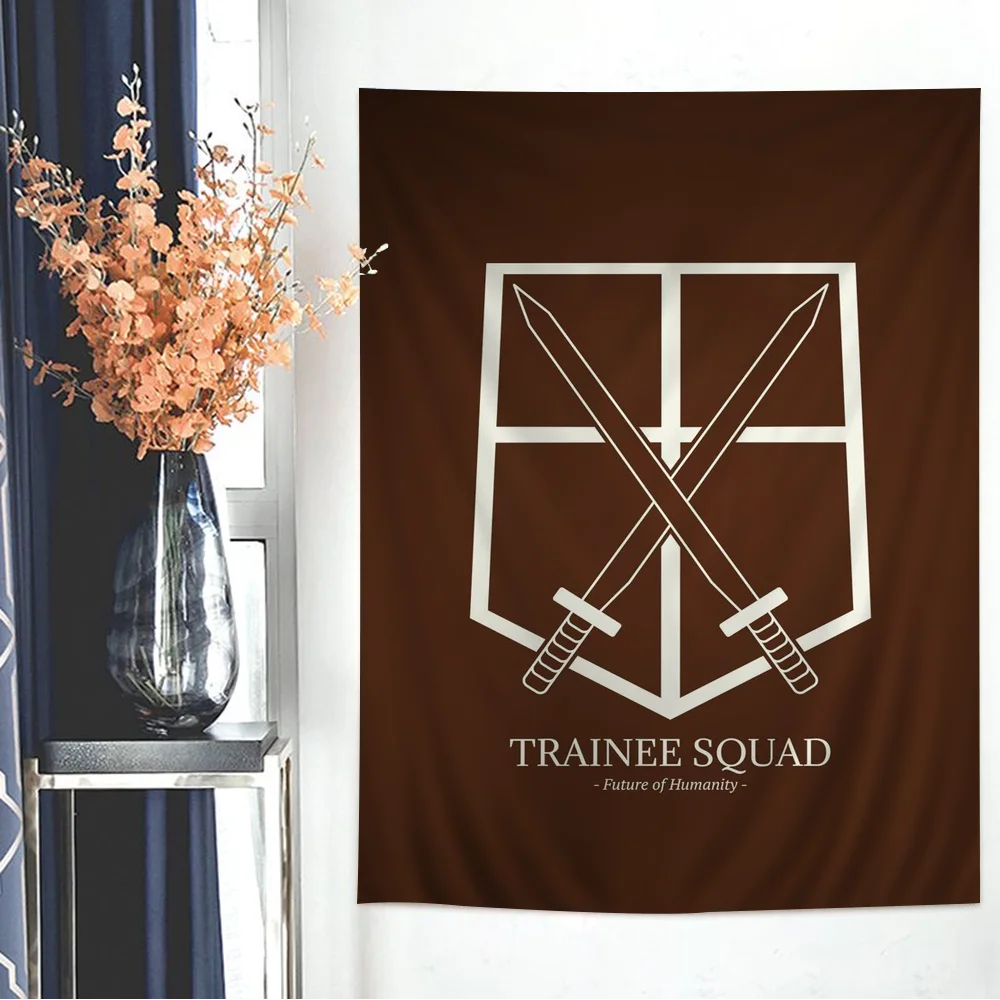 Anime A-Attack On-Titan Anime Tapestry Hippie Flower Wall Carpets Dorm Decor Wall Hanging Home Decor