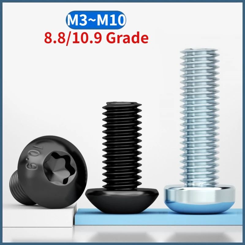 M3 M4 M5 M6 M8 M10 Grade 8.8/10.9 Carbon Steel Black / Blue Zinc Plated Gb2672 Six-lobe Torx Pan Round Screw Bolt