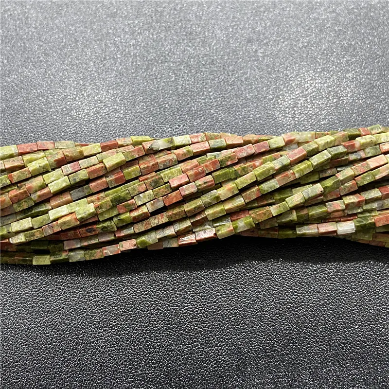 Natural Stone Small Cuboid Unakite Beads Rectangle Shape Loose Beads for Fashion Jewelry Making DIY Bracelet Necklace Components