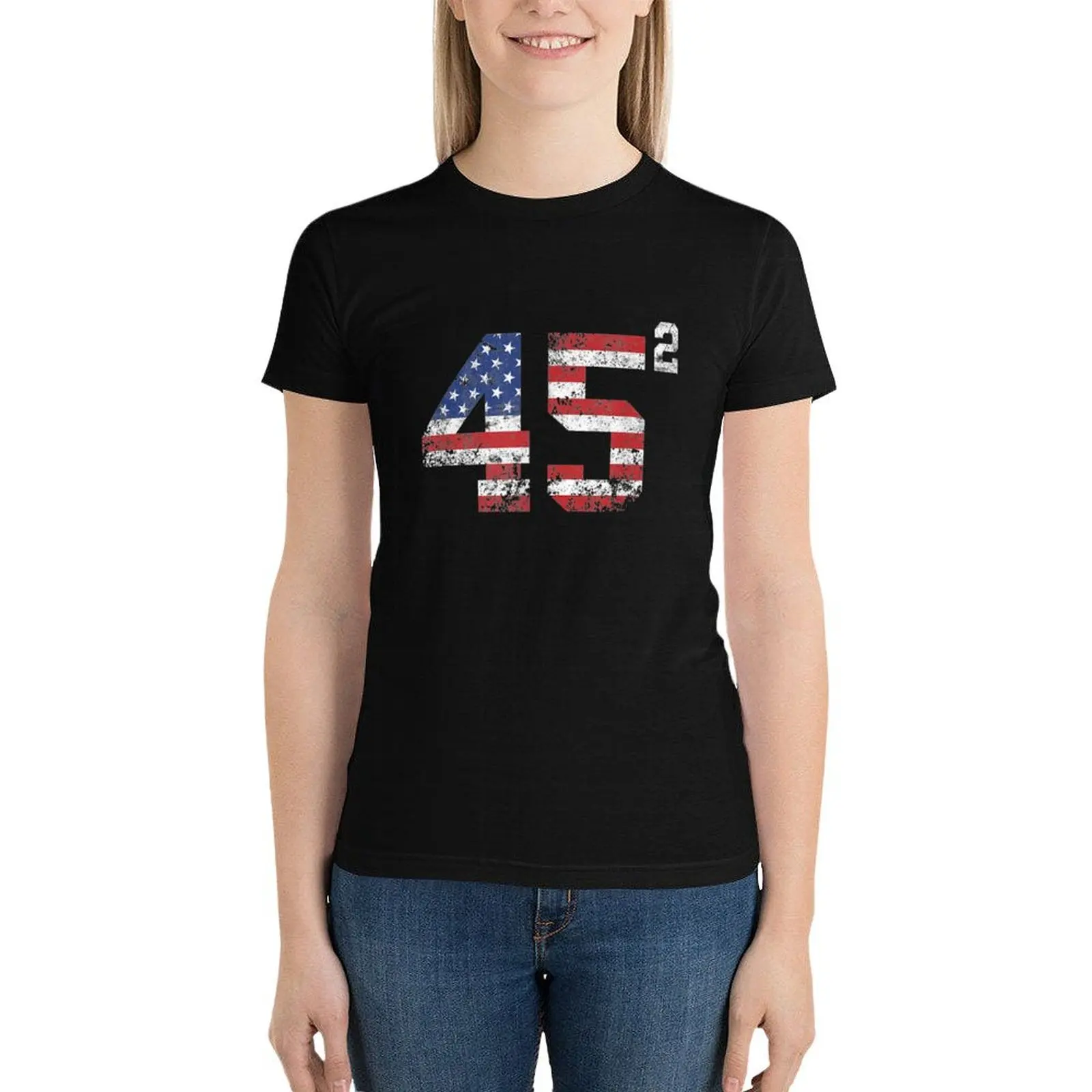 

T.r.u.m.p 2024 45 Squared Second Term USA Vintage T-Shirt aesthetic clothes cute tops new edition t shirts for Women