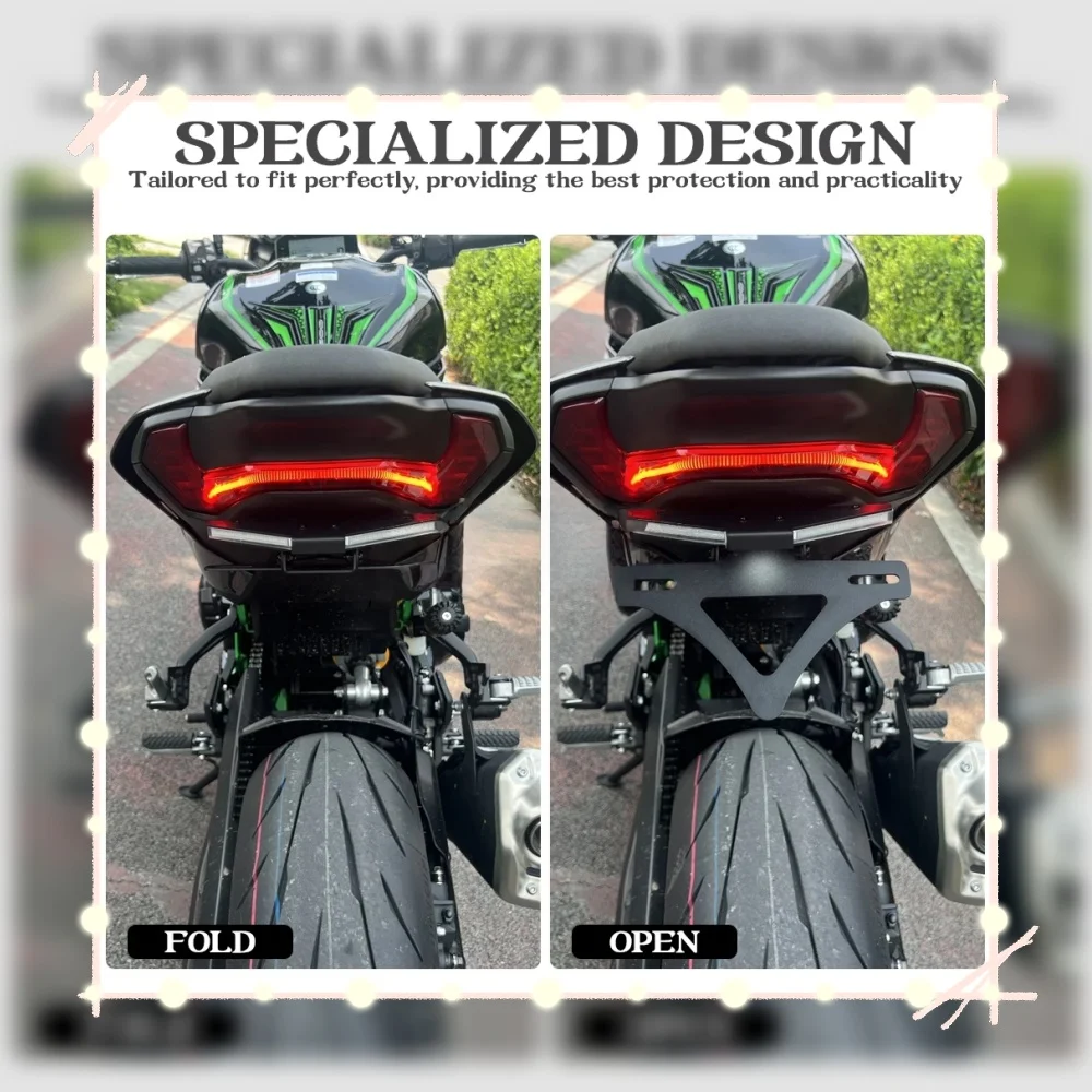 

License Plate Holder For KAWASAKI Z 900 Z900 z 900 2017-2025 Motorcycle Tail Frame Bracket LED Number Light Fender Eliminator