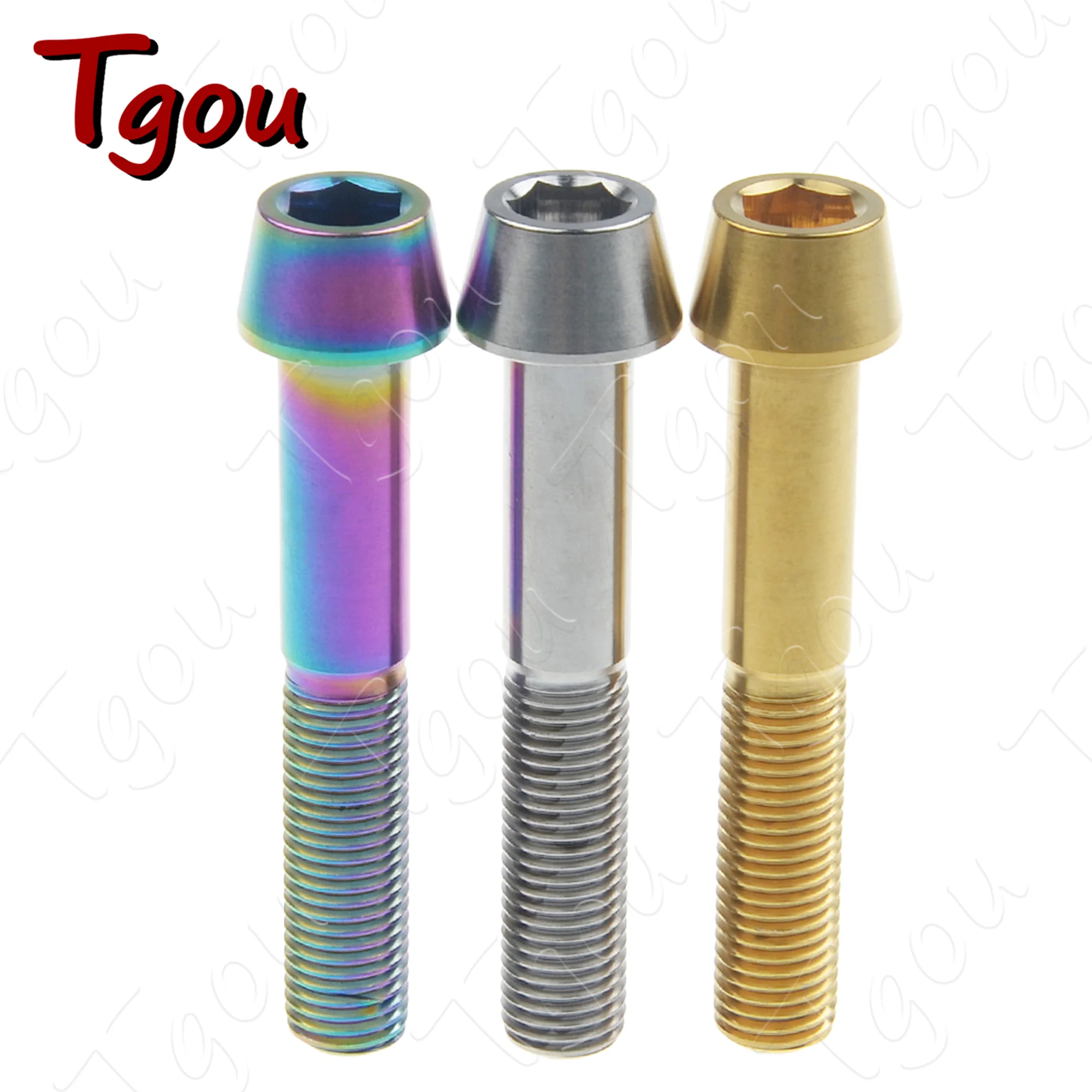 Tgou Titanium Bolt M10x55 60mm Pitch 1.25 Taper Head Allen Key Screws for Motorcycle Brake Caliper
