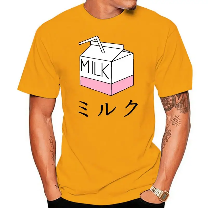 Milk Carton Japanese Vaporwave Aesthetics T-Shirt T Shirts Short Sleeve Leisure Fashion Summer Short Sleeve Size