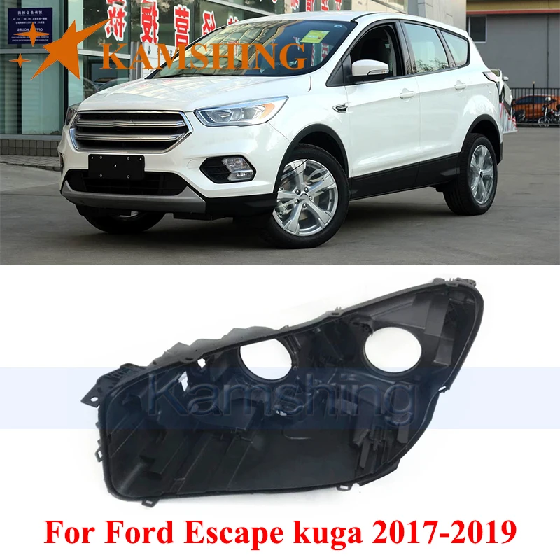 

CAPQX Front Bumper Headlight Base Cover For Ford Escape kuga 2017-2019 Head Lamp Rear Shell