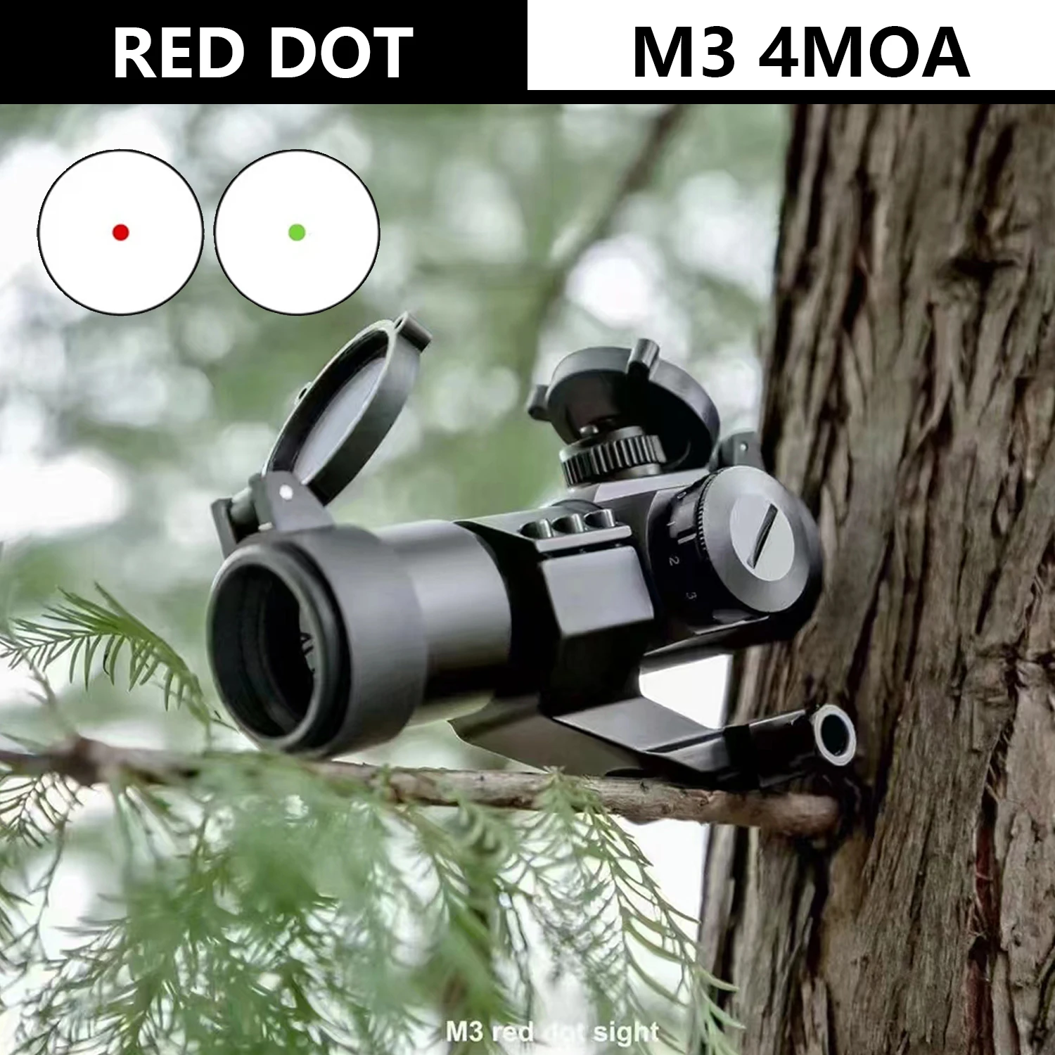 M3 البصر ميزاء بصري مع شبكاني نقطة حمراء خضراء ثلاثية الأبعاد لمسدس الهواء الادسنس الصيد Riflescopes #2