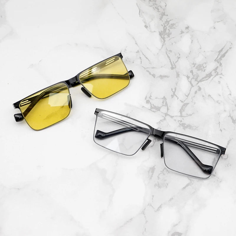 Men Photochromic Polarized Sunglasses Classic Square Oversized Frame Metal Frame Hinged Suitable Driving Fishing Night Vision view 5