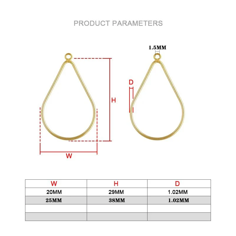 14K Gold Filled 29x20mm/38x25mm Teardrop Drop w/0.6x4.0mm Peg Jump Rings with In & Out Ring or Peg Wholesale Jewelry Findings