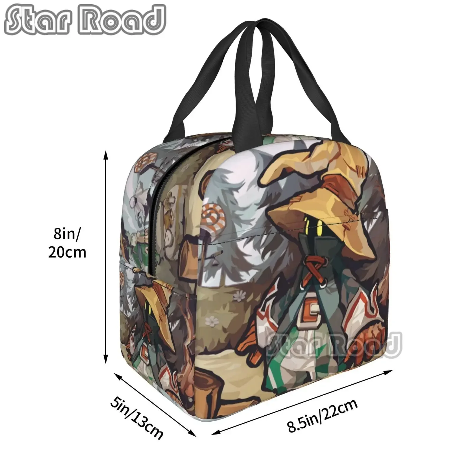 Gzame Final Fantasy Vivi Ornitier Insulated Lunch Bags Studio Ghibli Portable Thermal Cooler Food Lunch Box Work School Travel