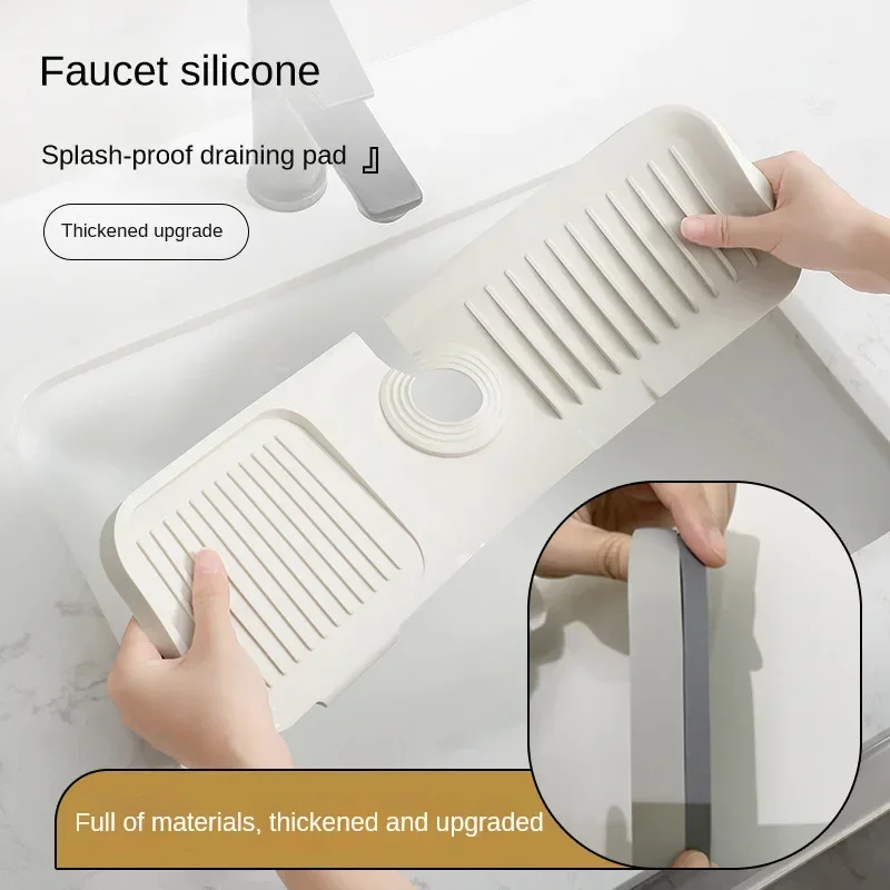 Kitchen Faucet Splash Pad Silicone Sink Faucet Splash Guard Mat Sponge Drain Pad Countertop Protector for Kitchen Bath Gadgets