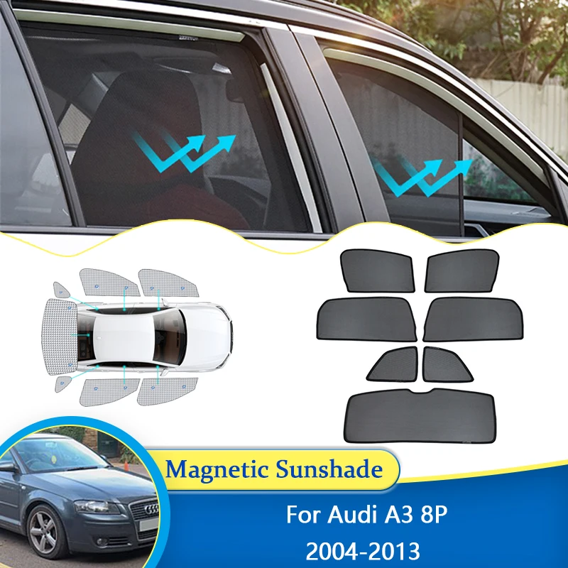 For Audi A3 8p 2004 2005 2006 2007 2008 2009 2010 2011 2012 2013 UV Protection Sunshade Magnetic Privacy Curtain Car Accessorie