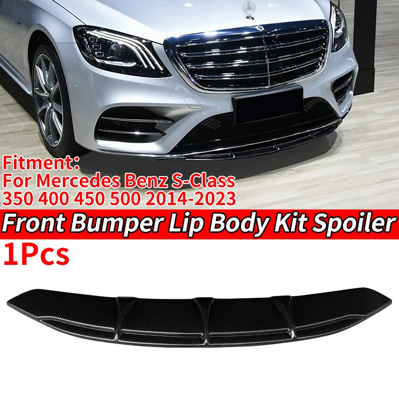 Car Exterior Accessory Front Bumper Splitter Lip Body Kit Spoiler Chin Plate For Mercedes Benz S-Class 350 400 450 500 2014-2023