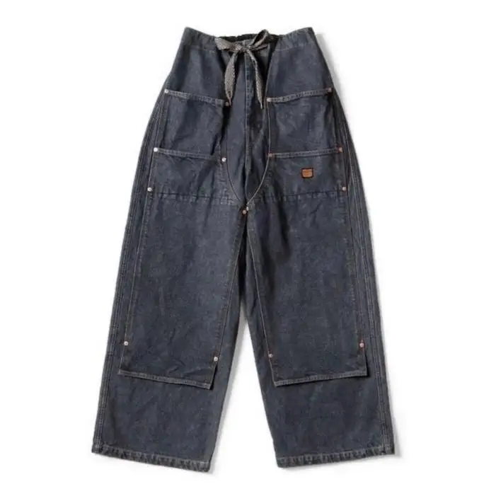 

KAPITAL 24SS Canvas W Knee Easy Baggy Pants