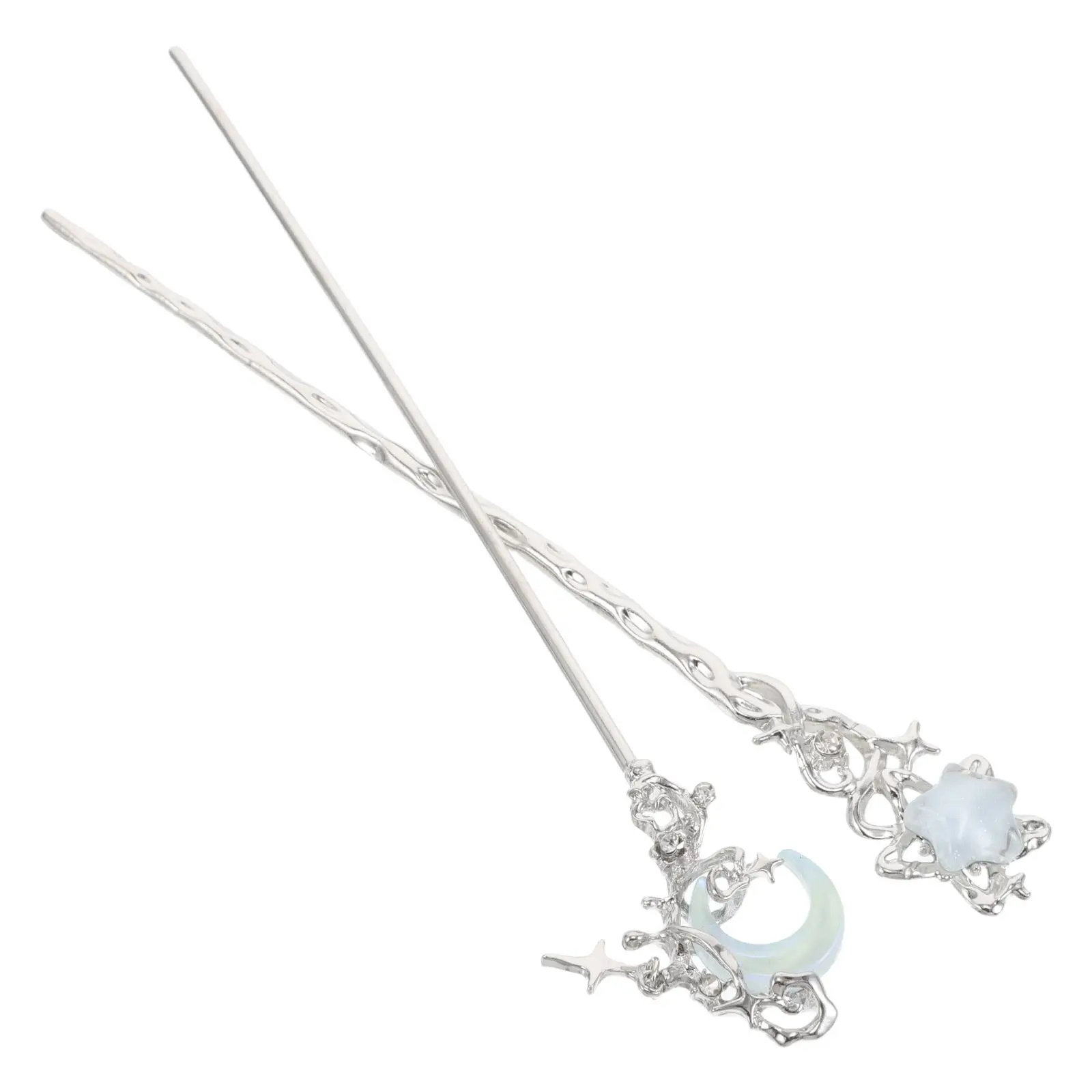 2Pcs Moonstone Hairpins Modern Minimalist Star Chopsticks for Weddings Parties Elegant Hair Accessories