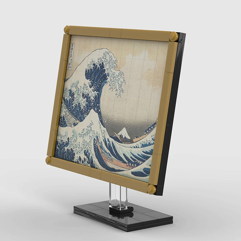 "Kanagawa Wave" est un puzzle DIY composé de blocs de construction. Il convient à l'emploi comme décoration sur le bureau ou au bureau.