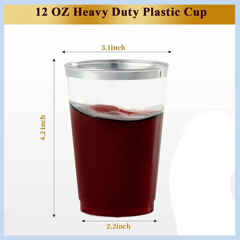 

AS63-Plastic Cups, Reusable Clear Plastic Cups, Disposable Wine Glasses Plastic Cups Perfect For Party Cups