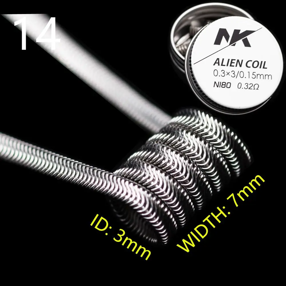 NK Fused Clapton Ni80 Flat Prebuilt Alien Coil Staggered For Rebuildable Zeux X RTA Dual RDA Heating DIY Premade Coils 8Pcs/Box