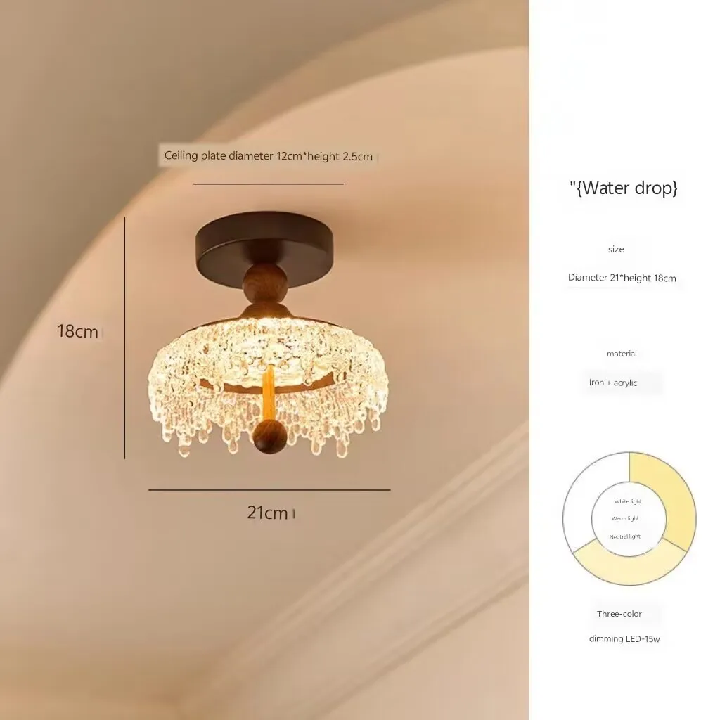 Renaissance style passageway restaurant ceiling lights, water drop shaped ceiling lights, imitation crystal balcony lights