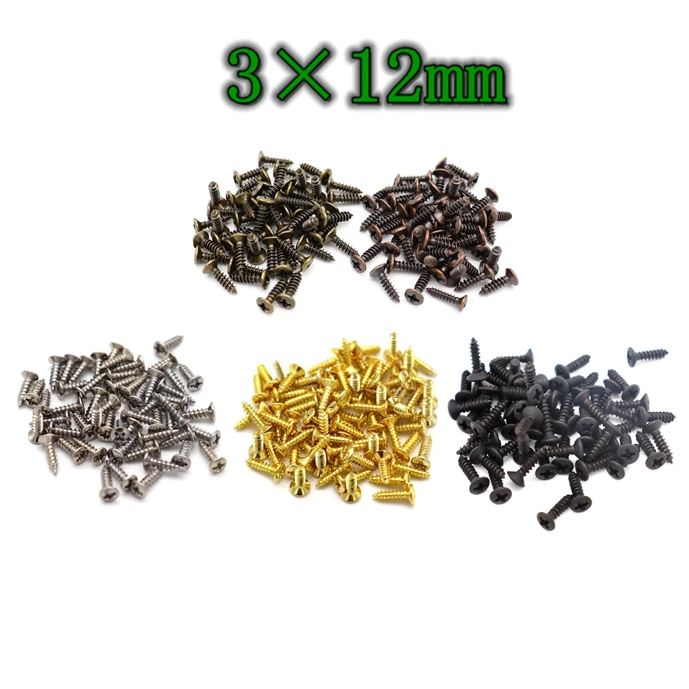 50 Pcs Electric Guitar Bass Pickguard Mounting Screws for FD ST TL LP SG Guitar Bass 3×12mm