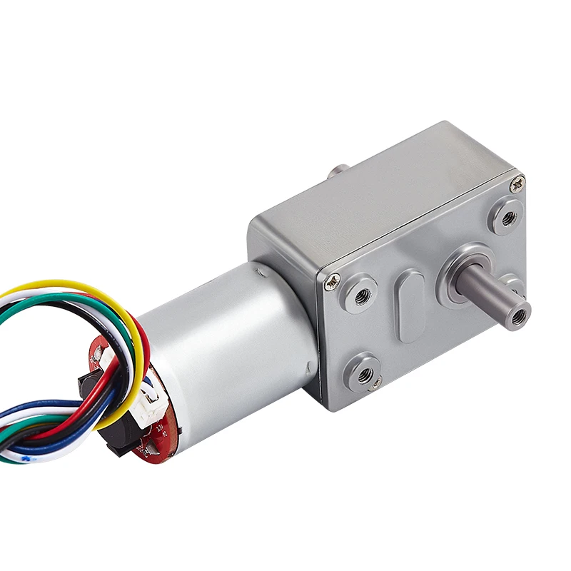 DC6V-24V Dual Shaft Full Metal Gearbox Turbo Worm Speed Reduction Gear Motor with Hall Encoder Signal Feedback Self-Lock JGY370
