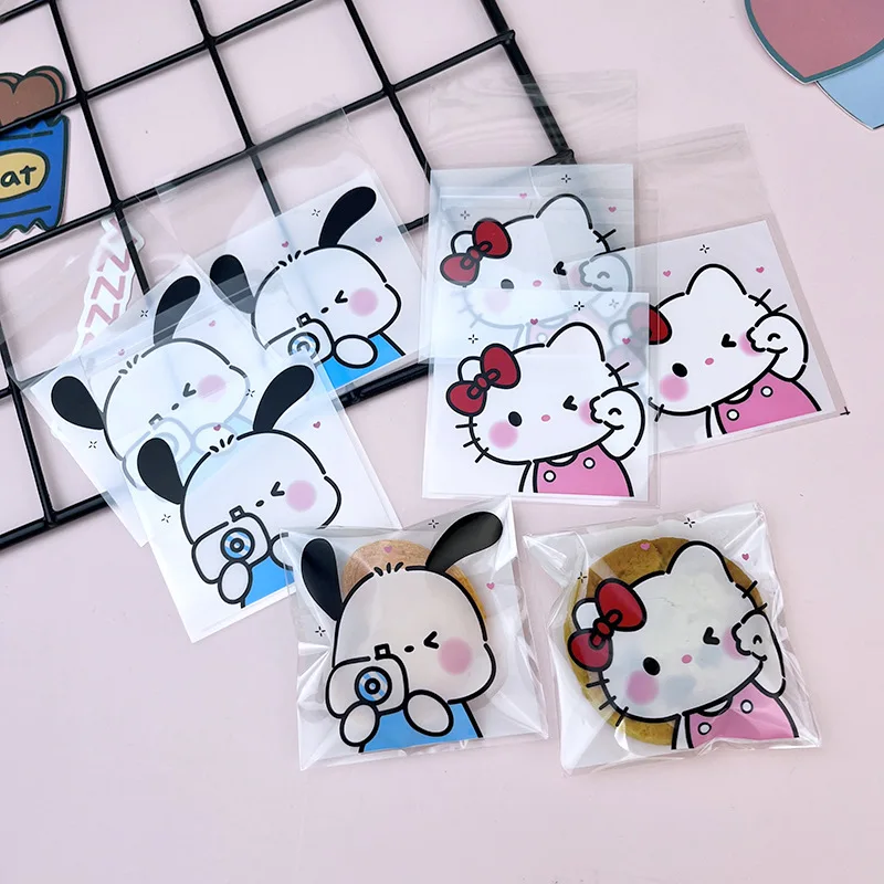 100/200Pcs Hello Kitty Kawaii Pochacco Self Sealing Opp Bag Small Gift Bag Hand Account Material Snack Candy Packaging Gifts