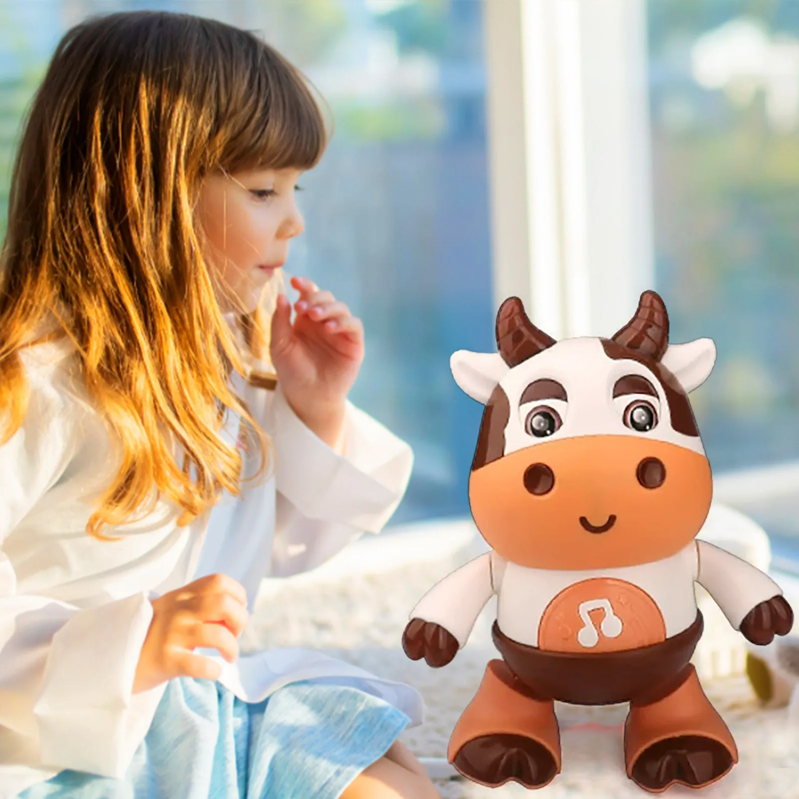 Bebê brinquedo eletrônico animais de estimação vaca brinquedos musicais bebê pré-escolar educação aprendizagem brinquedo com luzes led música aniversário presente do miúdo hobbies