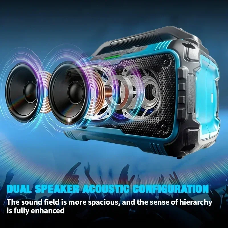 Cordless Bluetooth Speaker USB Type-C Port Charge Waterproof Loudspeaker Stereo Surround Tool For 18V-20V Battery