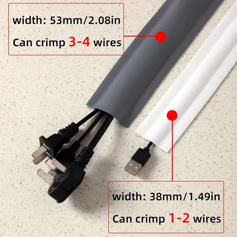 1 1/3/5-meter Anti Stepping Self-adhesive Semi-circular Hidden Arc PVC Ground Wire Slot Adapter With Exposed Winding Line