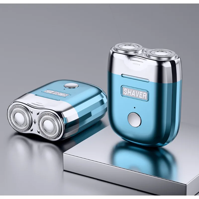 ماكينة حلاقة كهربائية صغيرة مغناطيسية مزدوجة الرأس سرعتين شحن USB ماكينة حلاقة كهربائية محمولة للرجال مع شبكة شفرة منحنية مزدوجة الحلقة