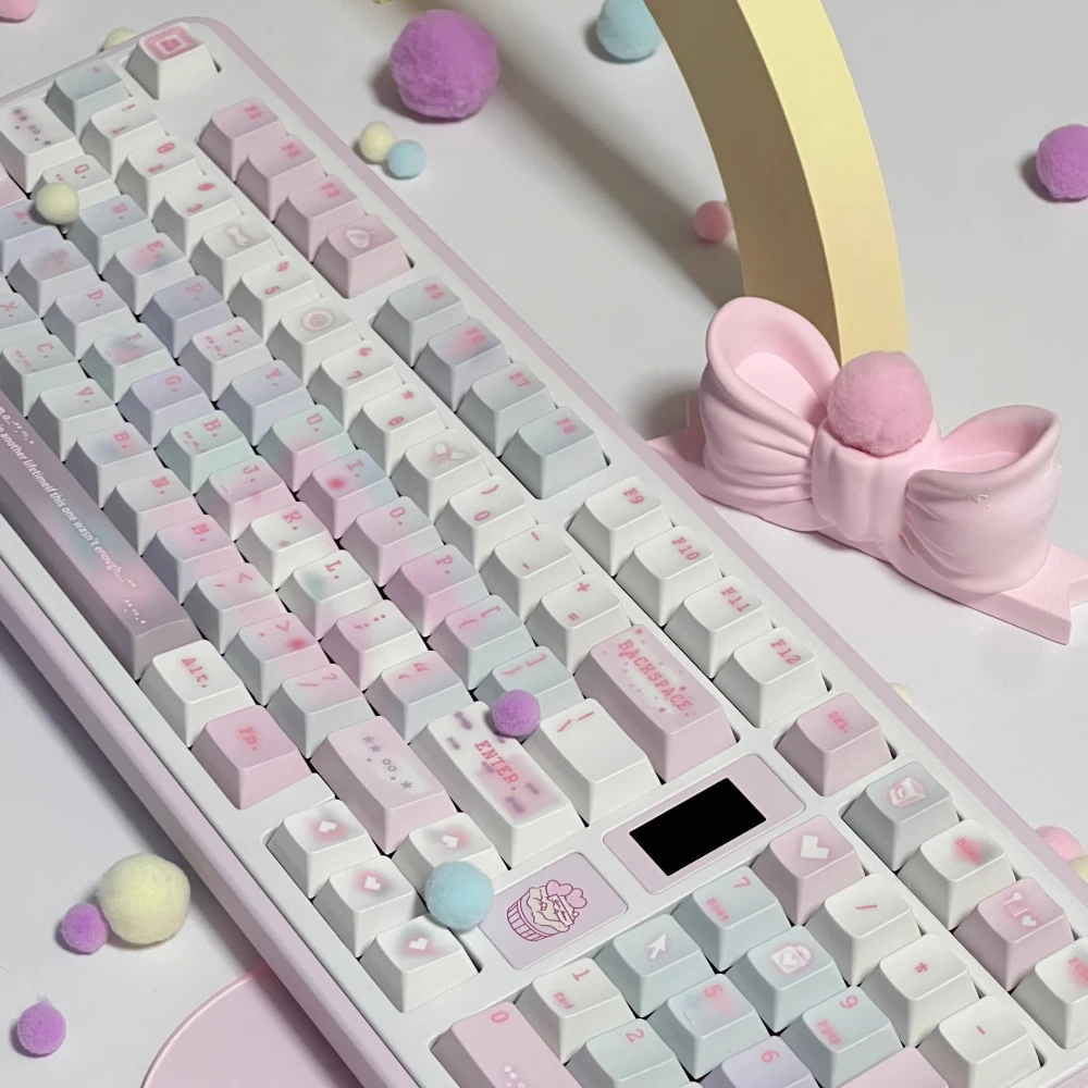 Dream Echo Theme Keycap Cherry Profile PBT Thermal Sublimation Blue Pink Fantasy Keycaps for Mechanical Keyboard Girls Gifts