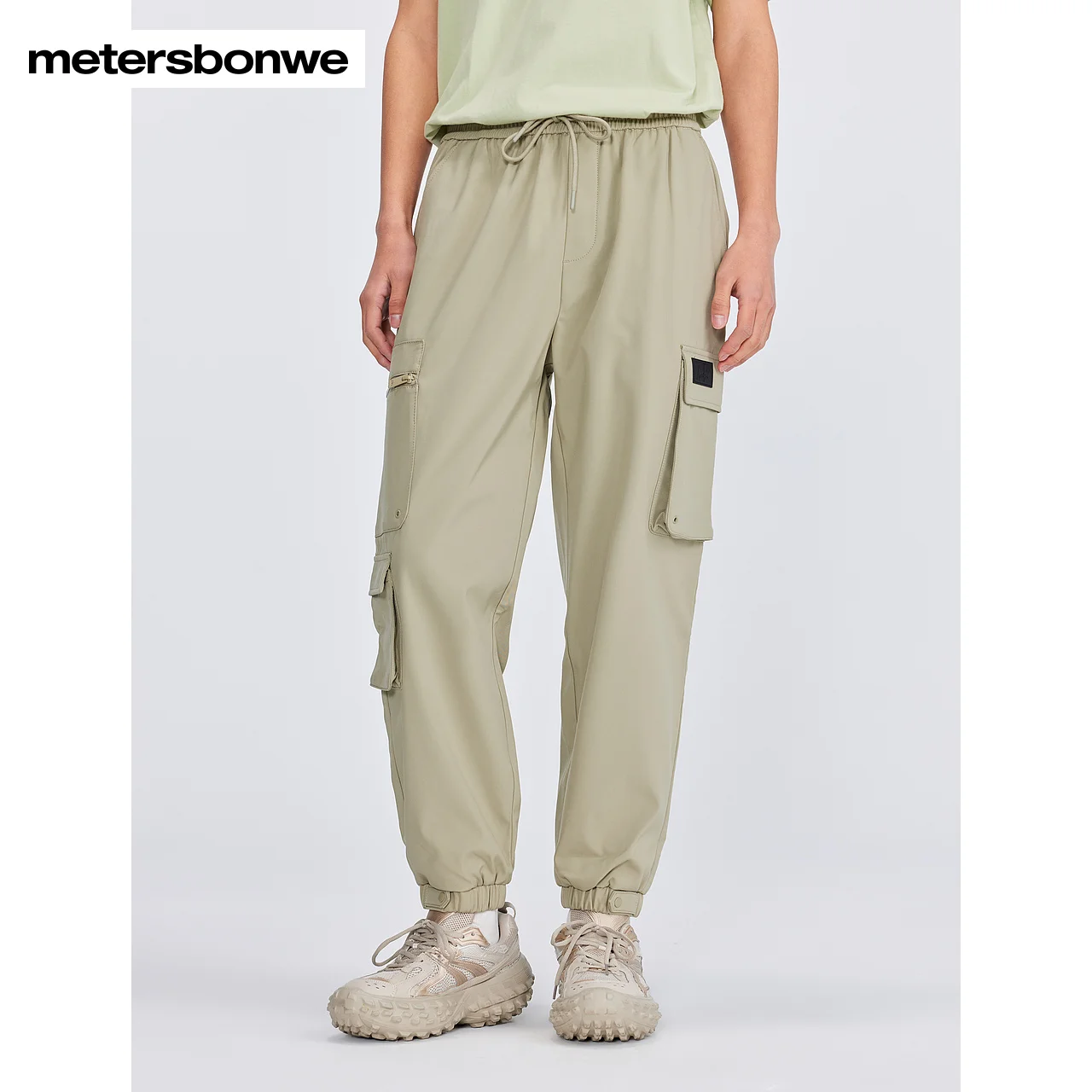 Metersbonwe-Men's Woven Cargo Trousers Fleese-Lined Thickend Many Pockets Jogger Sweatpants Workout Jogging Winter