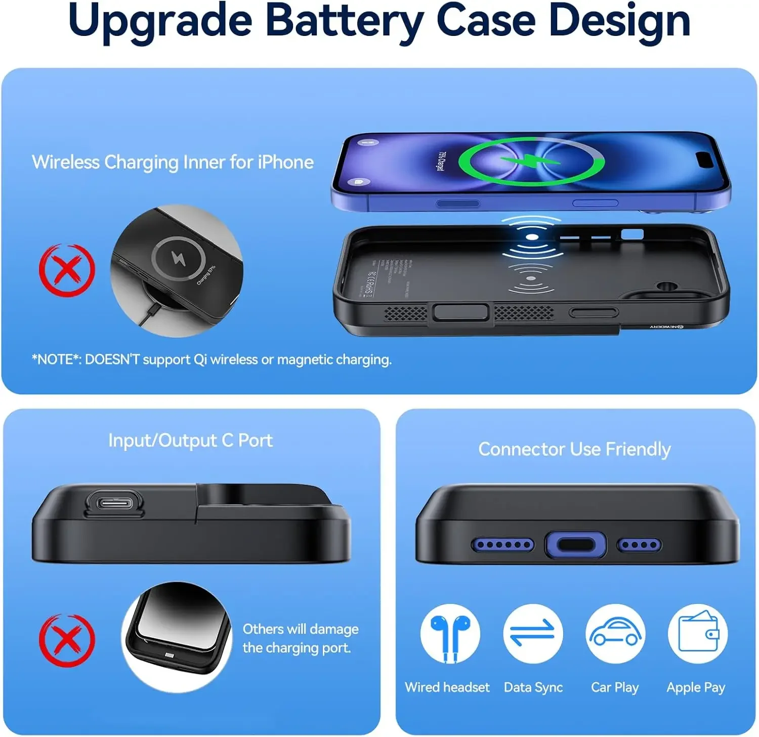 Étui de chargeur de batterie intelligent pour iPhone 16 Plus, Power Bank portable, couvercle de charge aste arc-en-ciel, pack de batterie