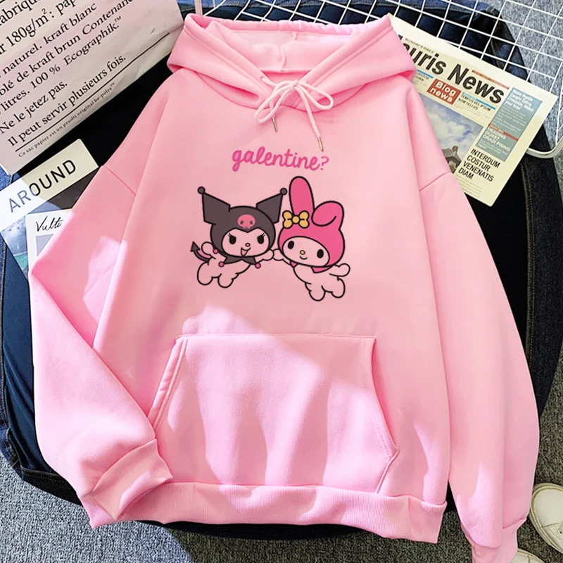 

Kawaii Kulomi Tops 2024 New Casual Women's Winter Vintage Sweatshirts Women Hoodies Fashion Harajuku Pink Pullover Long Sleeves