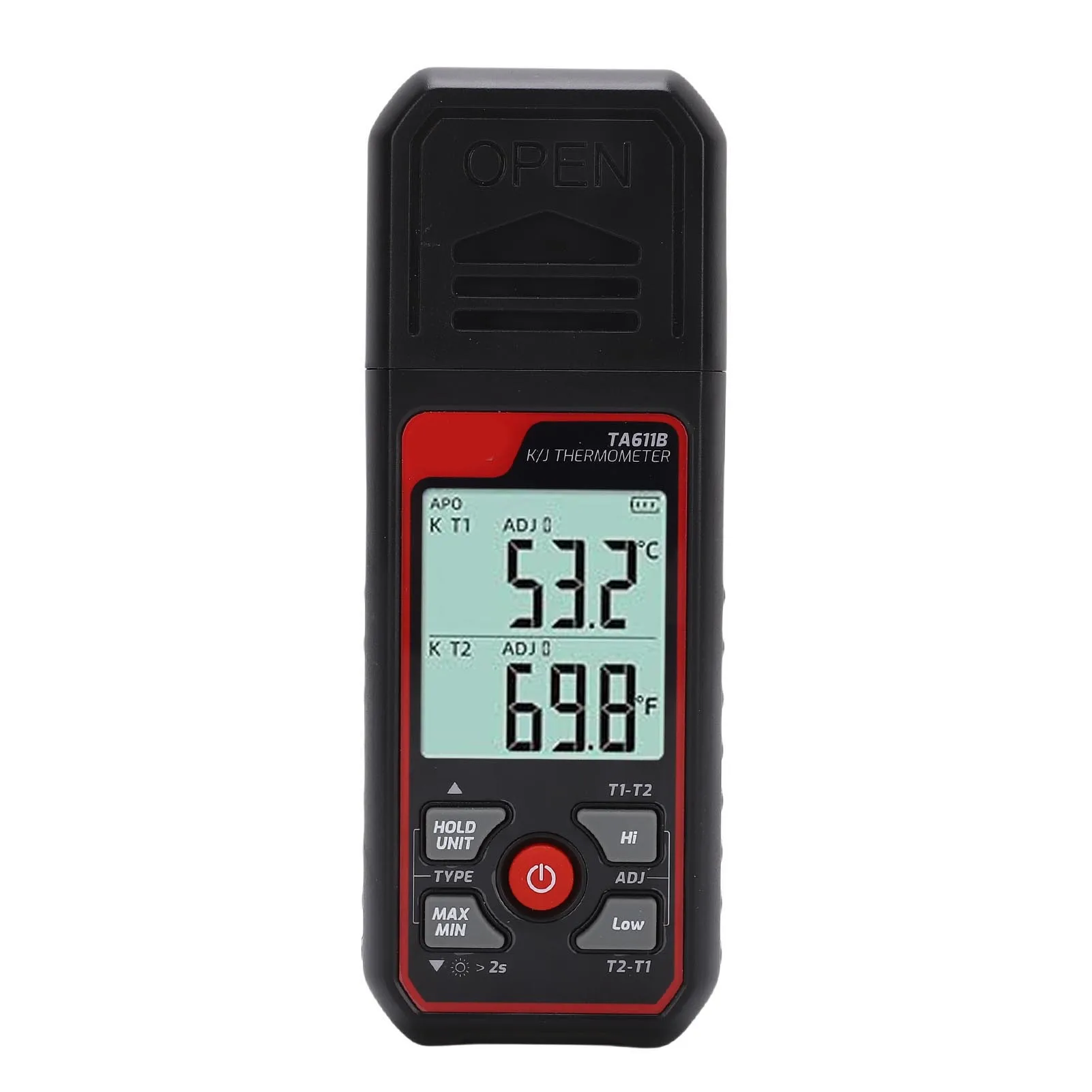 

Thermocouple Thermometer K J Type Dual Channel Digital Temperature Meter Backlit LCD Screen Thermocouple Temperature Meter