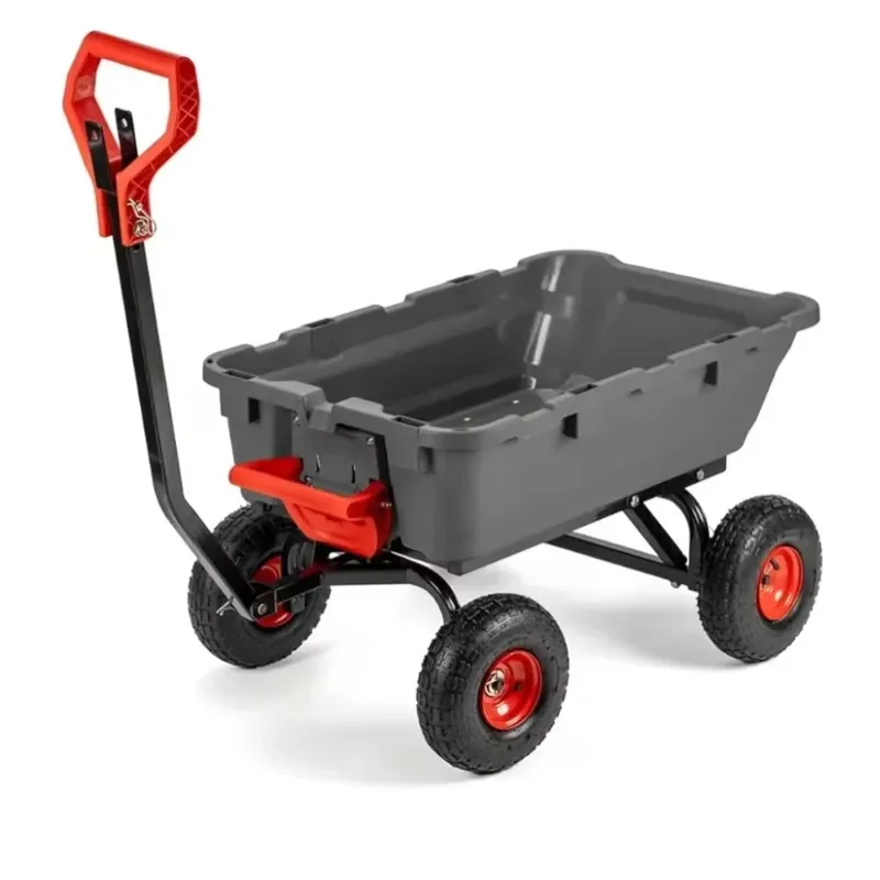 2-In-1 Convertible Handle Heavy Duty Garden Truck Dump Truck Multipurpose 800 lb OEM Yard Farm 10 Inch Pneumatic Tires
