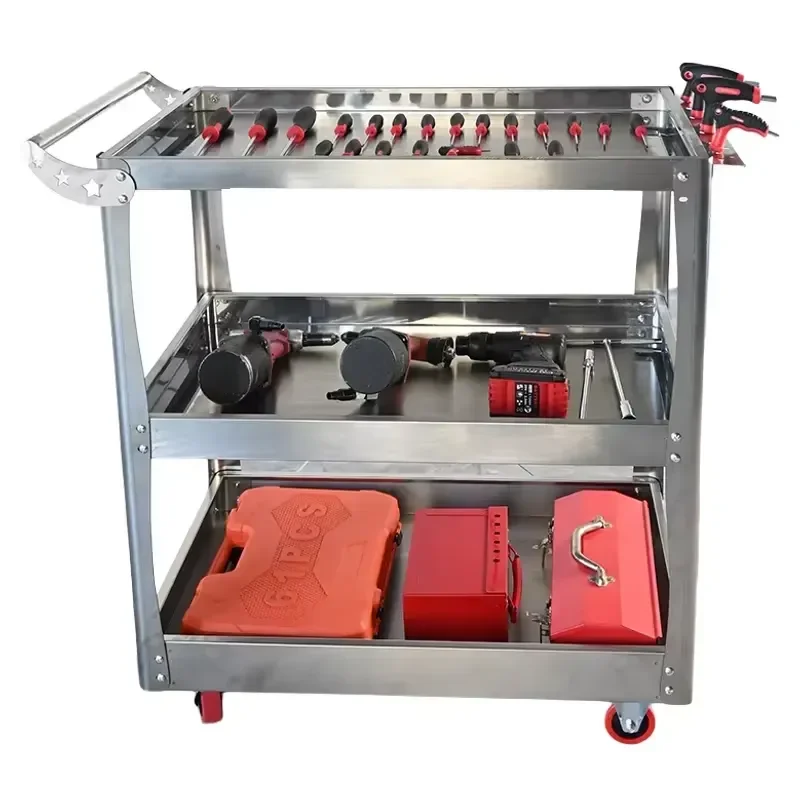 Best Selling Tool Carts to Save Space Three-tier Storage Racks and Parts Storage Tool Trolley Tool Cabinet With Wheels