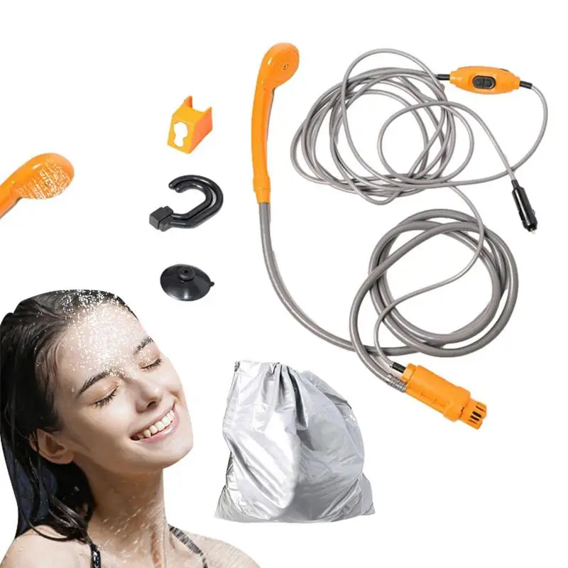 

Car Camping Shower Portable Outdoor Camping Shower Set 12V Outdoor Water System Car Outdoor Camp Wash Tool for Hiking Pet Bath