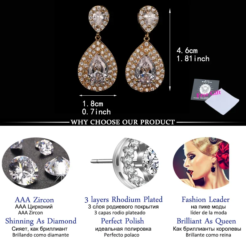 LXOEN Fashion Luxury Pear Drop Earrings With Water Drop Cubic Zircon Silver Color Earrings Jewelry Gift Pendientes