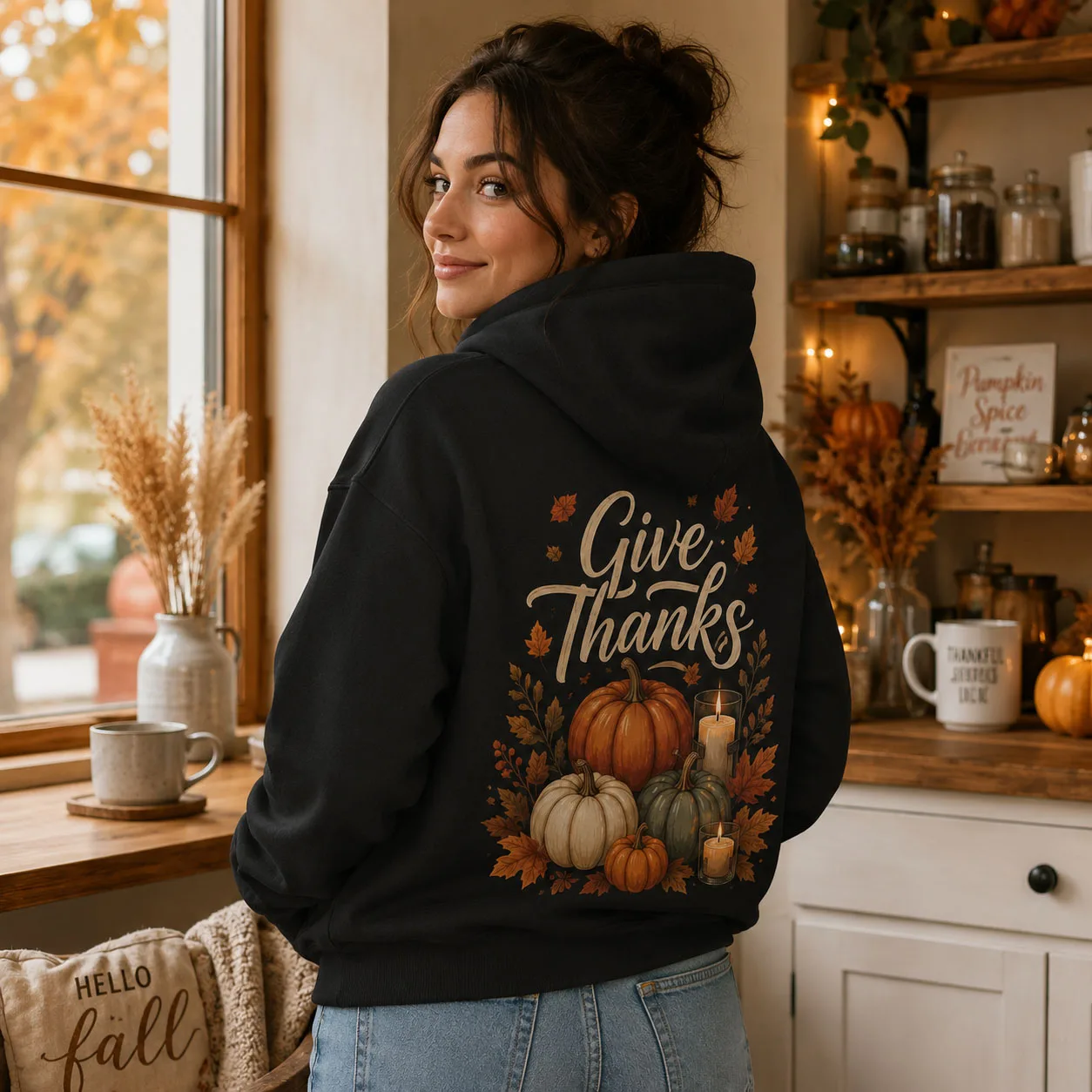 Pullover Hoodie Thanksgiving Pumpkin Pie Graphic Men Women Oversized Sweatshirt Fall Family Dinner Holiday Gift for Friends