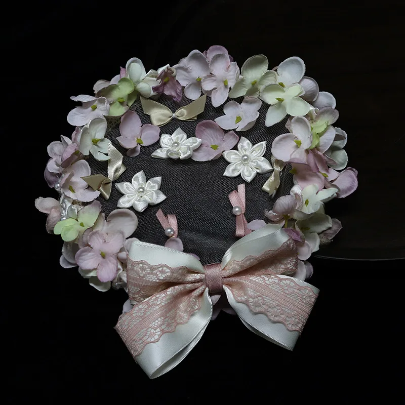 خمر زهرة الزفاف خوذة الوردي القوس زهرة حلقة أعلى قبعة مزاجه أنيقة خوذة