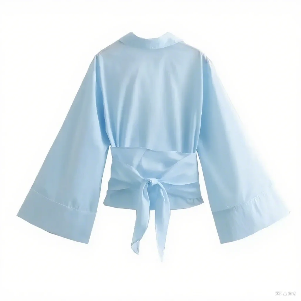 Damesoverhemd met strikband, enkele rij knopen, trendy maatwerk, eenvoudig en elegant, perfect voor werk en dagelijks gebruik