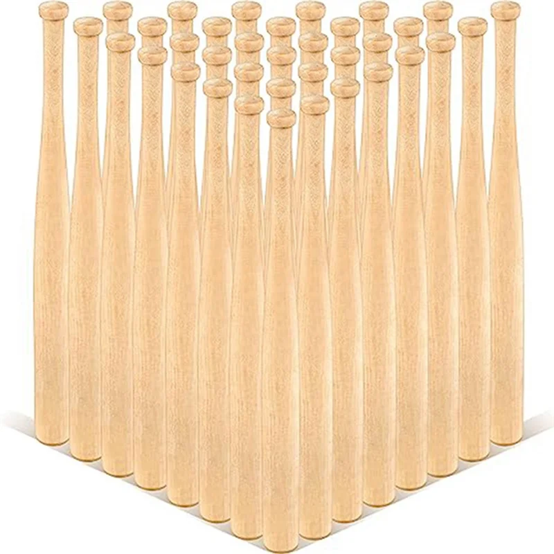 36 Pieces Mini Baseball Bat 7 Inch Unfinished Small Wooden Bats Unpainted Wood Baseball Bats for Painting Keychain