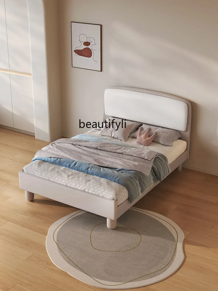 Single Bed 1.2 M Boys and Girls Small Apartment Home Bedroom Board Type Bed Cream Style Small Bed