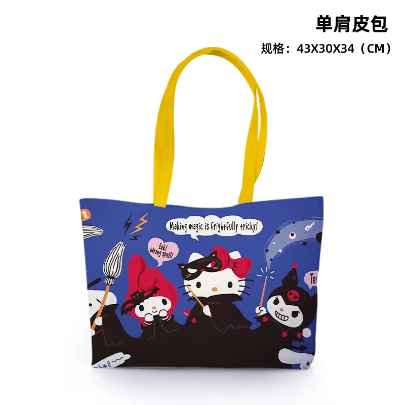 Sanurgente-Sac à main en cuir de grande capacité, série Halloween initiée, Hello Kitty Kuromi, sac à main mignon, cadeau de vacances, à la mode et de grande valeur