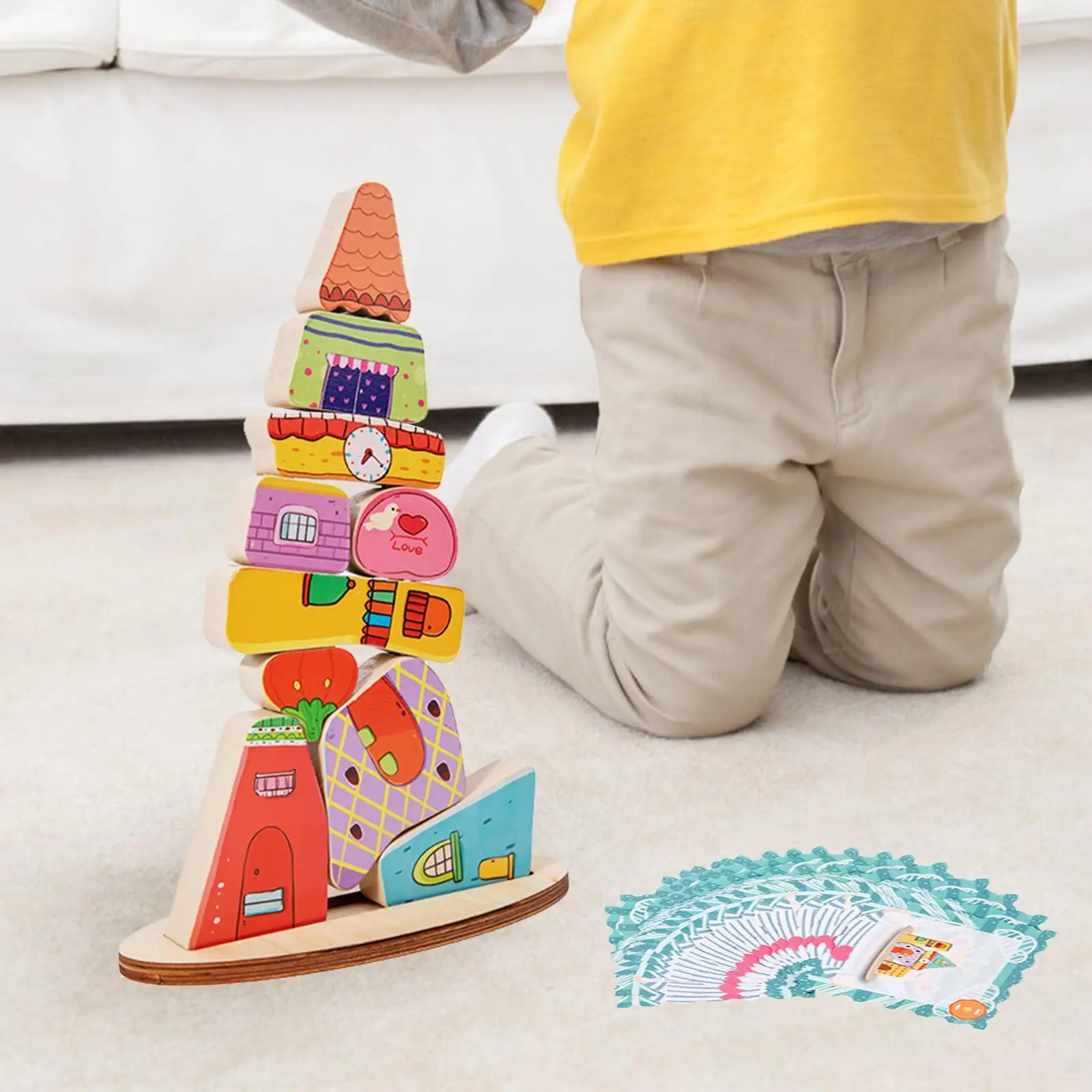 Balance Stacking Colorful Blocks Early Education Toys Wooden Stacking Blocks